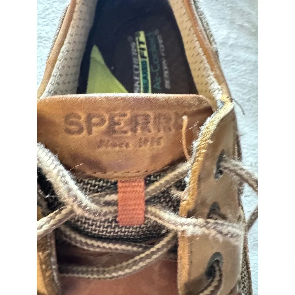 Sperry Top-Sider Mens 8.5 Tan Leather Mesh Boat Shoes Sea Kite Rugged Sole